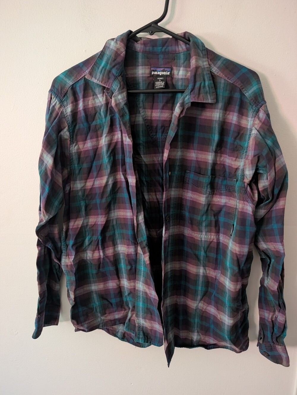 Patagonia Cotton Flannel Purple And‎ Teal Women's Size Large